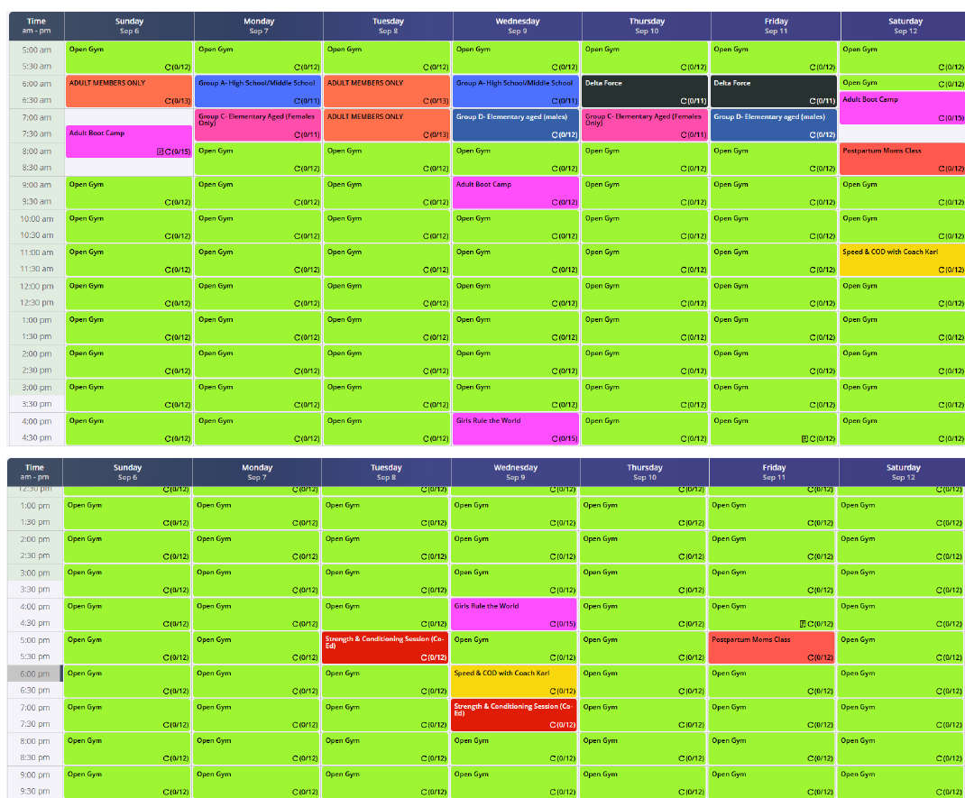 September 2026 SCYP weekly schedule; open full image to enlarge